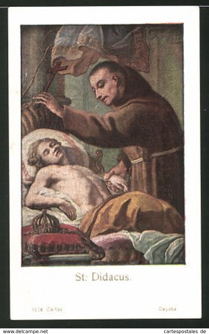 Heiligenbild St. Didacus, Mönch Hilft Einem Kranken - Imágenes Religiosas