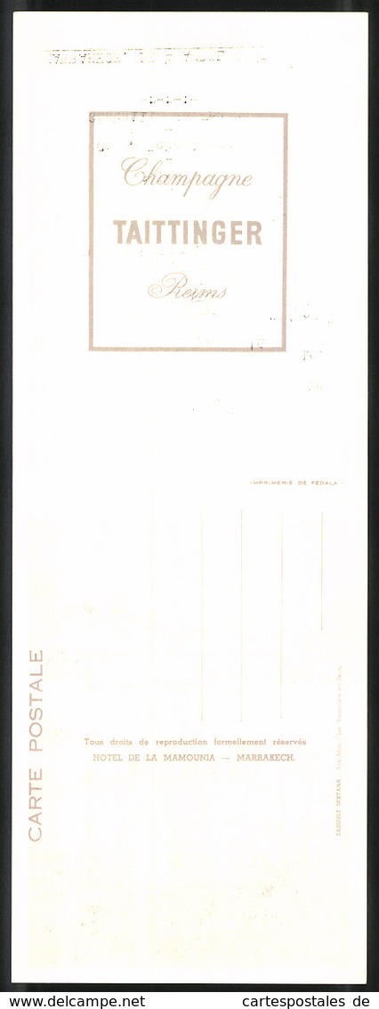 Menükarte Marrakech 1961, Hotel De La Mamounia, Landschaft In Marokko - Menükarten