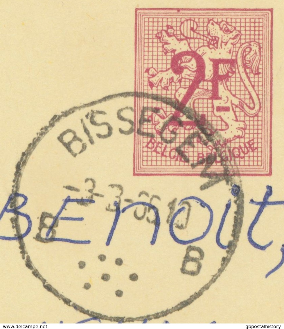 BELGIUM BISSEGEM B (Kortrijk) SC With Dots 1965 Postal Stationery 2 F, PUBLIBEL 2108 VARIETY: Red Dot In Upper Margin!! - Variedades/Curiosidades