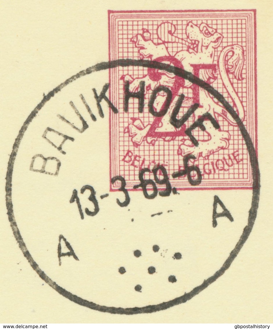 BELGIUM BAVIKHOVE A (Harelbeke) 1969 Postal Stationery 2 F, PUBLIBEL 2291 N.)Variety: White Dot Under „t“ Of „het“ - Abarten