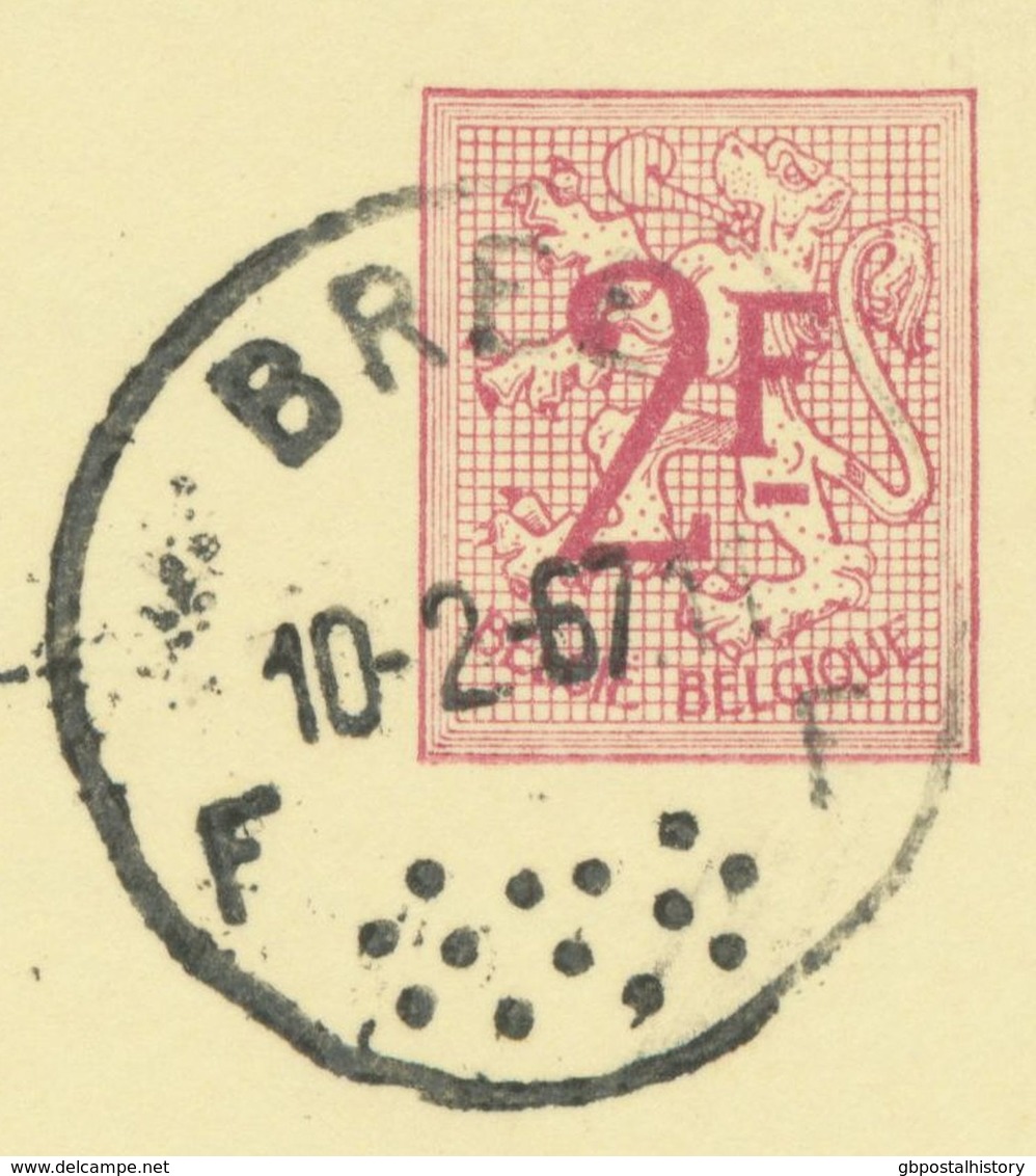 BELGIUM BREE F Rare SC With Unusual 13 Dots 1967 (Postal Stationery 2 F, PUBLIBEL 2169) CONSTANT VARIETY: Printer Mark - Varietà/Curiosità