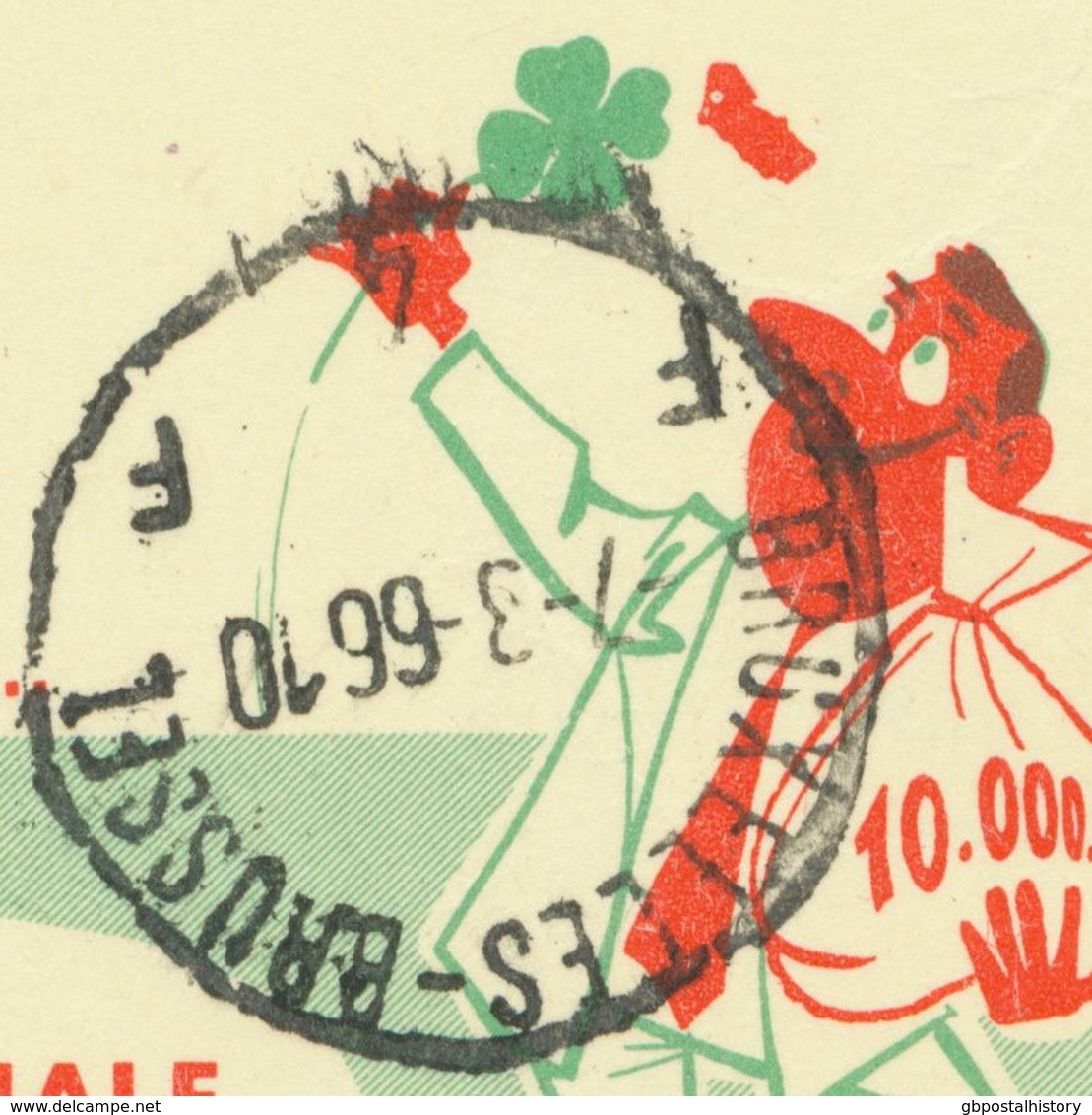 BELGIUM BRUXELLES-BRUSSEL Z X Z + F 4 F + MIDDELKERKE 1966 2 F PUBLIBEL 2048 VARIETY Red Figuere At The Shamrock, RR!! - Errors & Oddities