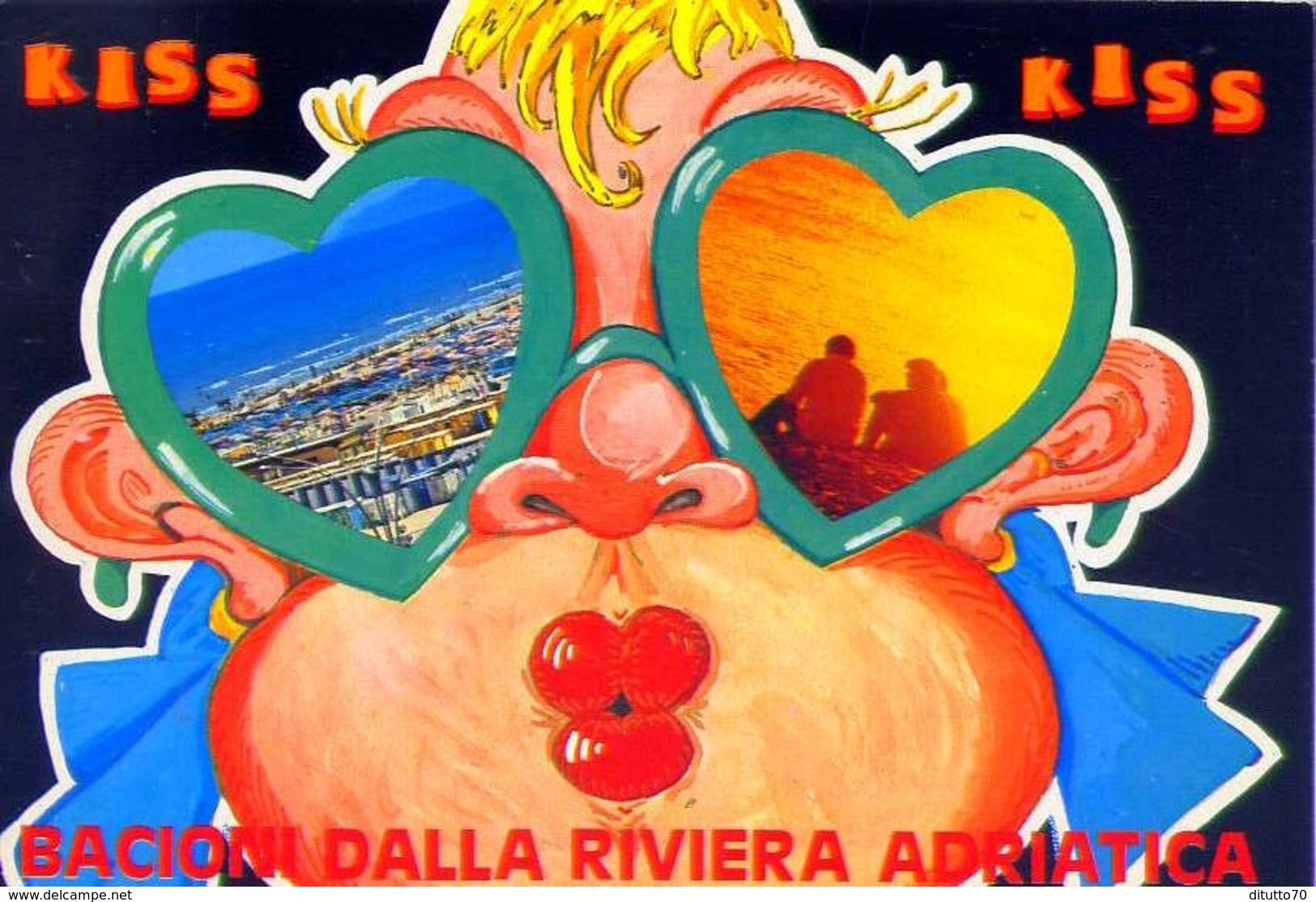 Kiss Kiss Bacioni Dalla Riviera Adriatica - Formato Grande Viaggiata – E 12 - Altri & Non Classificati