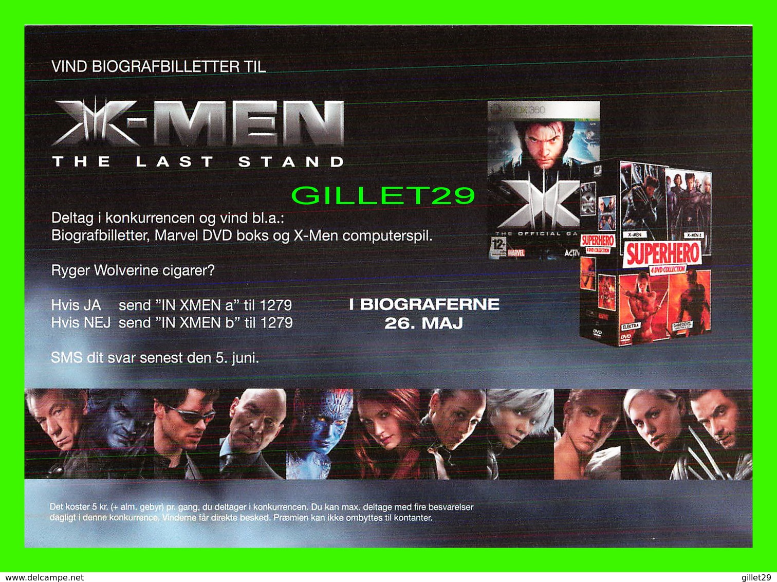 AFFICHE DE CINÉMA - " X-MEN, THE LAST STAND " 2006 - FORBANDET X BEGAVET - - Affiches Sur Carte