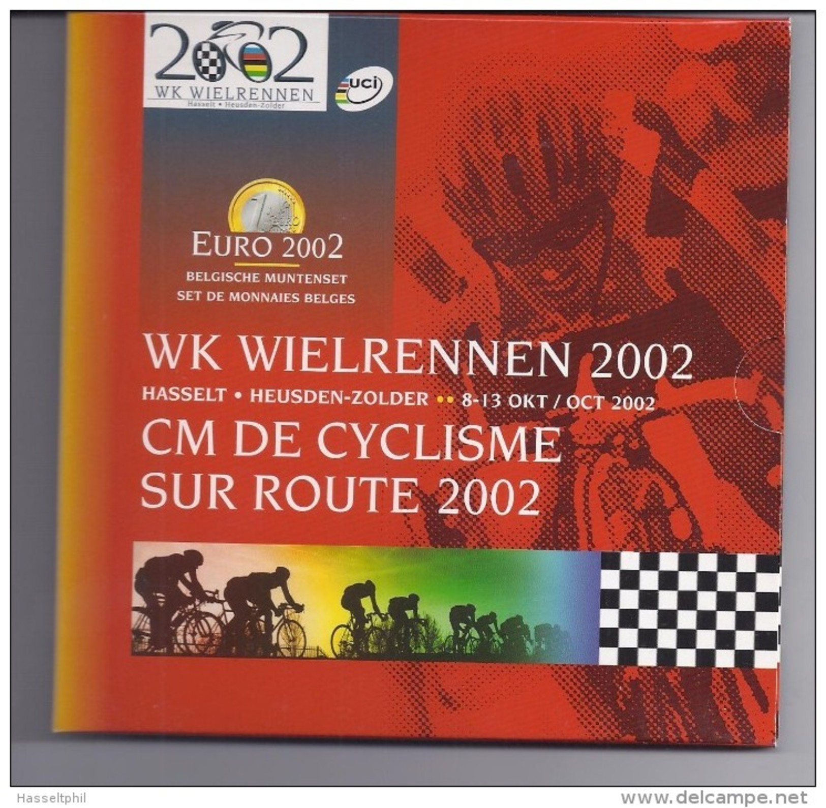 BELGIE -BELGIQUE EUROMUNTEN BU-set 2002 - WK Wielrennen 2002 - Belgique