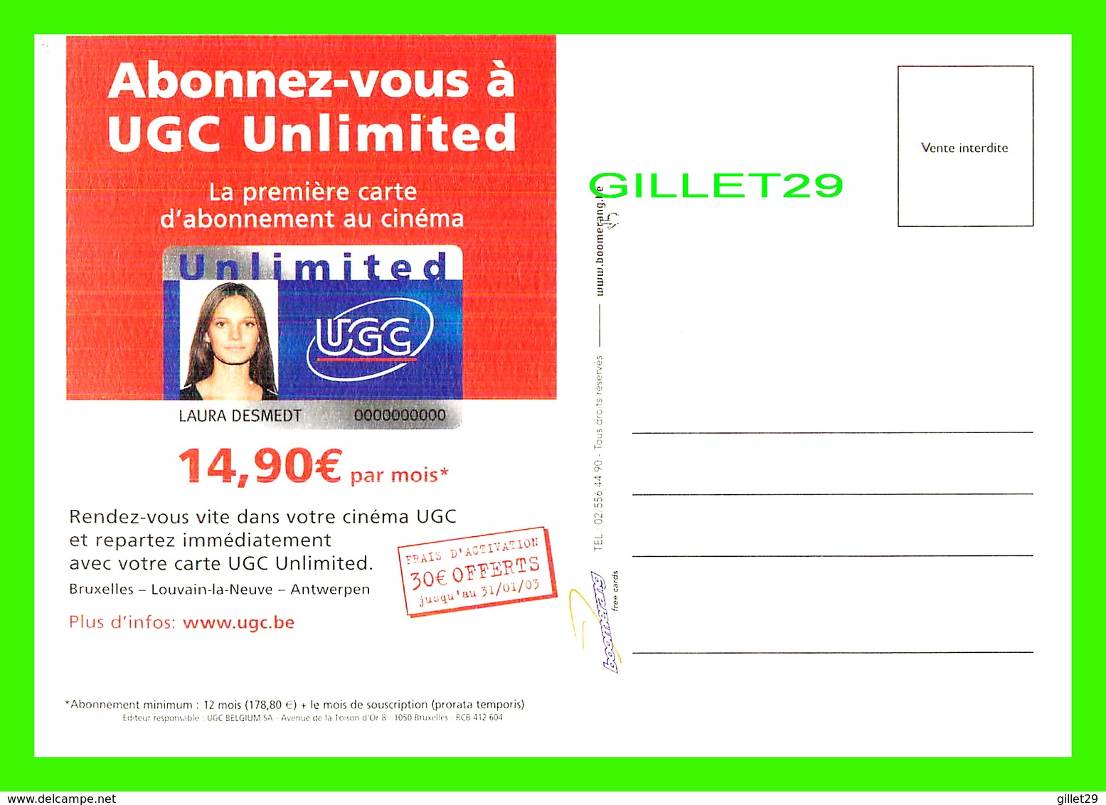 ADVERTISING, PUBLICITÉ - UNLIMITED UGG - QUAND VOUS VOULEZ - LA PREMIÈRE CARTE D'ABONNEMENT AU CINÉMA - - Publicité