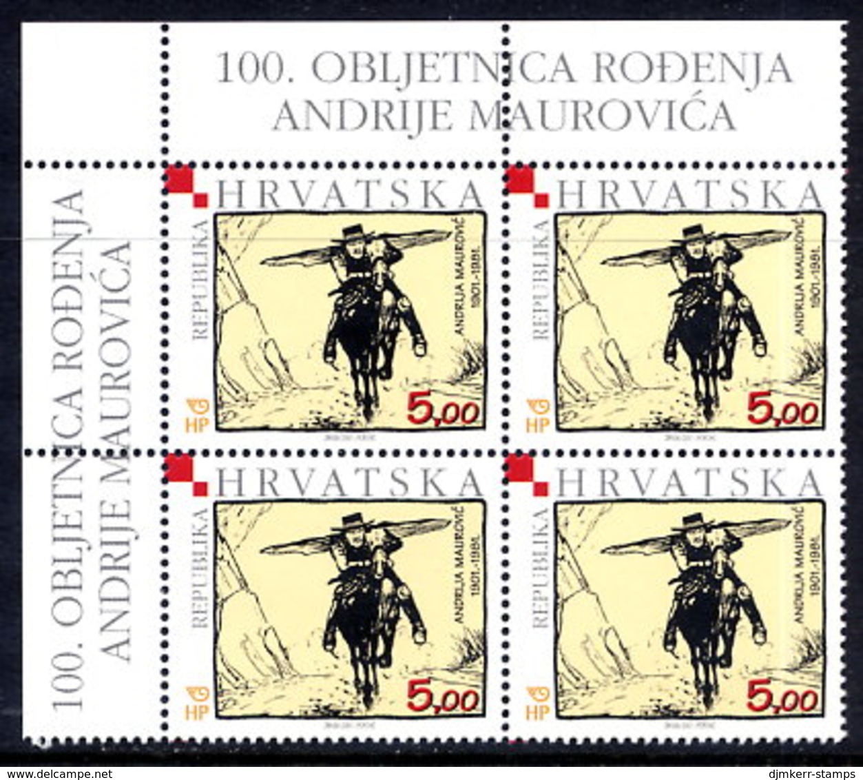 CROATIA 2001 Maurovic Centenary Block Of 4  MNH / **.  Michel 566 - Croatia
