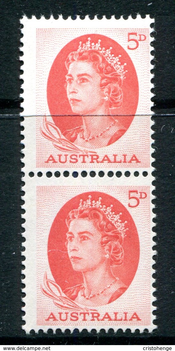 Australia 1963-65 QEII Definitives - 5d Red - Coil Pair MNH (SG 354ca) - Mint Stamps