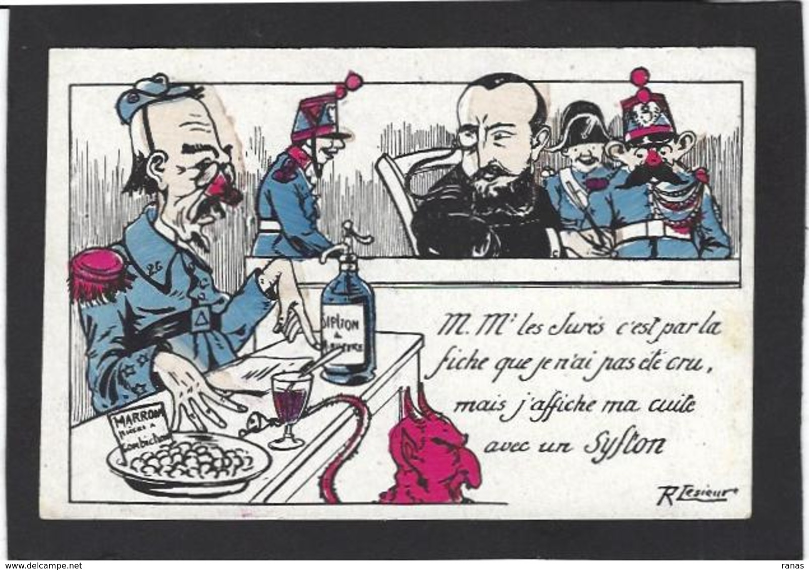 CPA Franc Maçonnerie Masonic Maçonnique Non Circulé Satirique Caricature Absinthe Siphon - Filosofie