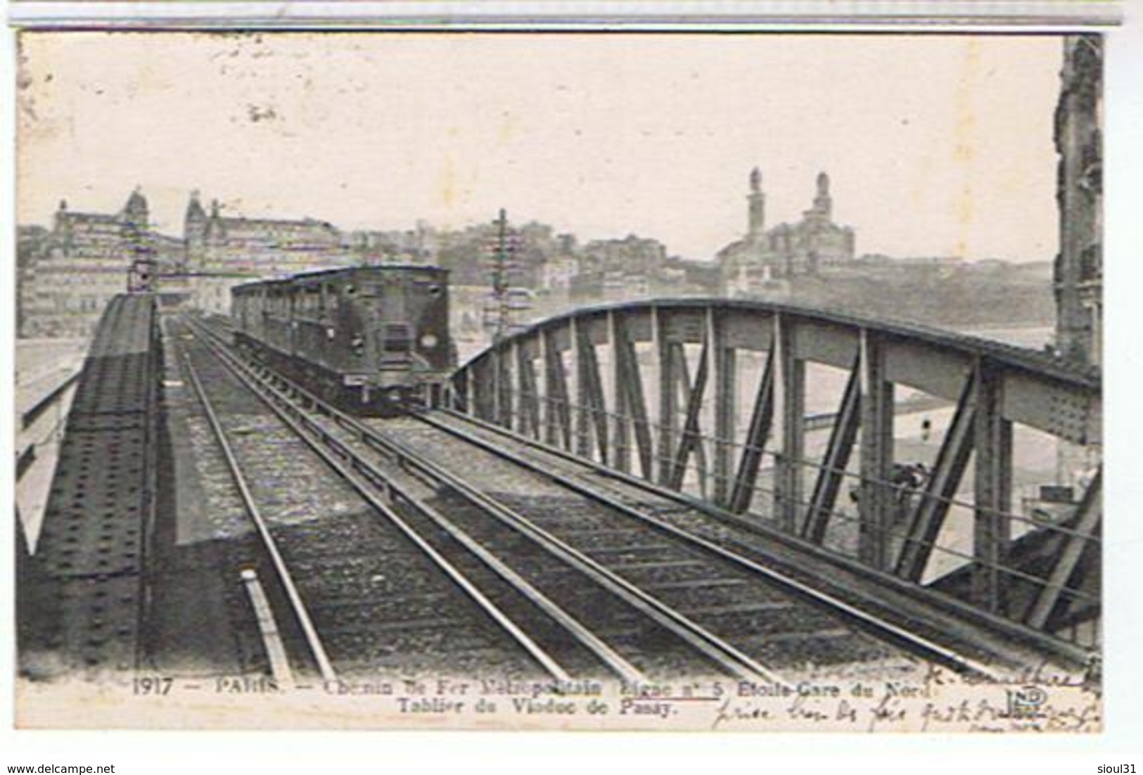 PARIS  Metro Metropolitain 1921 Etoile Gare Du Nord Tablier Du Viaduc De Passy1f180 - Pariser Métro, Bahnhöfe