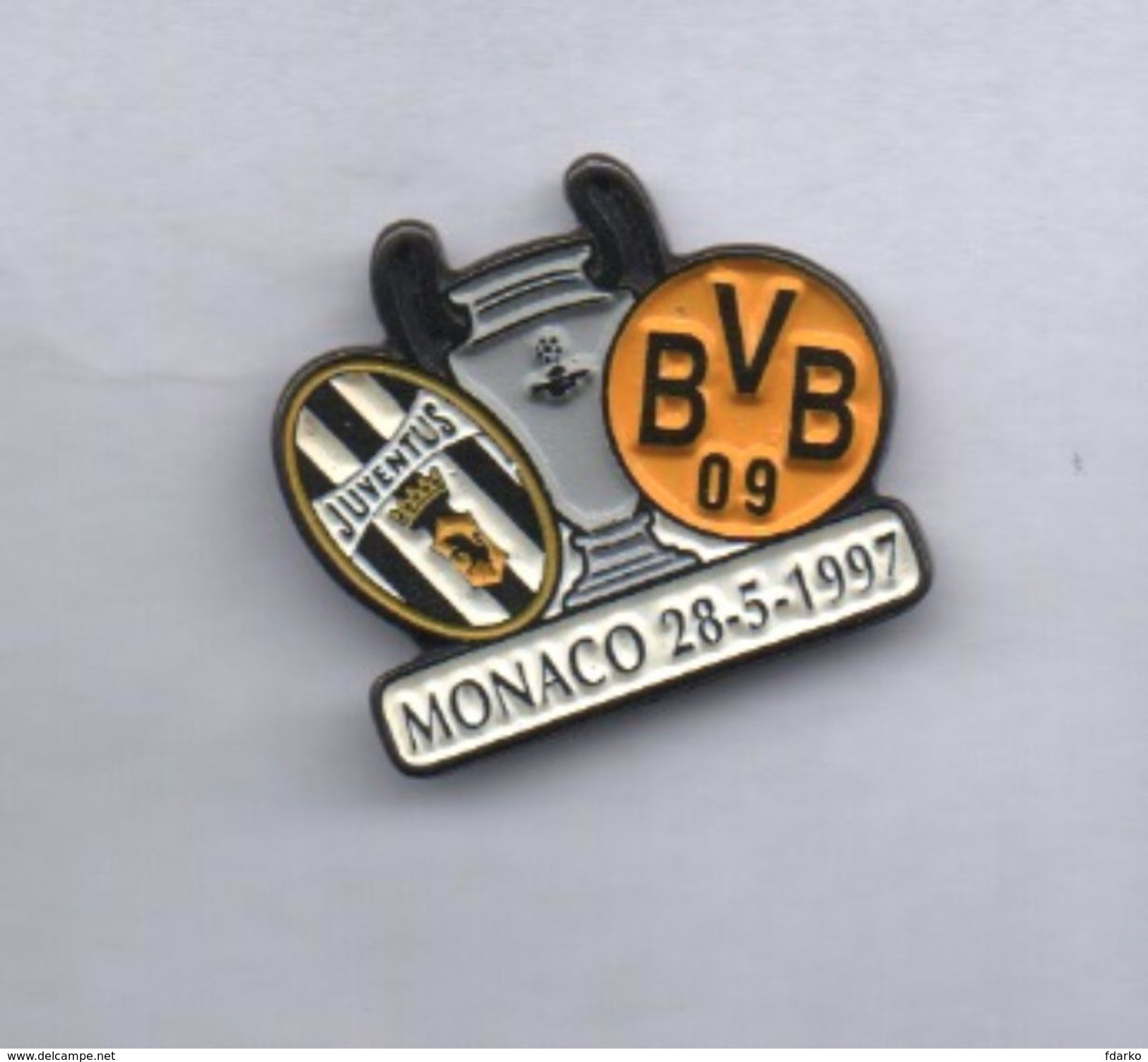 Finale Coppa UEFA Champions League 1996-199 Juve BVB Monaco 28/5/1997 BiancoNero Football Pins Juventus Ufficiale - Voetbal