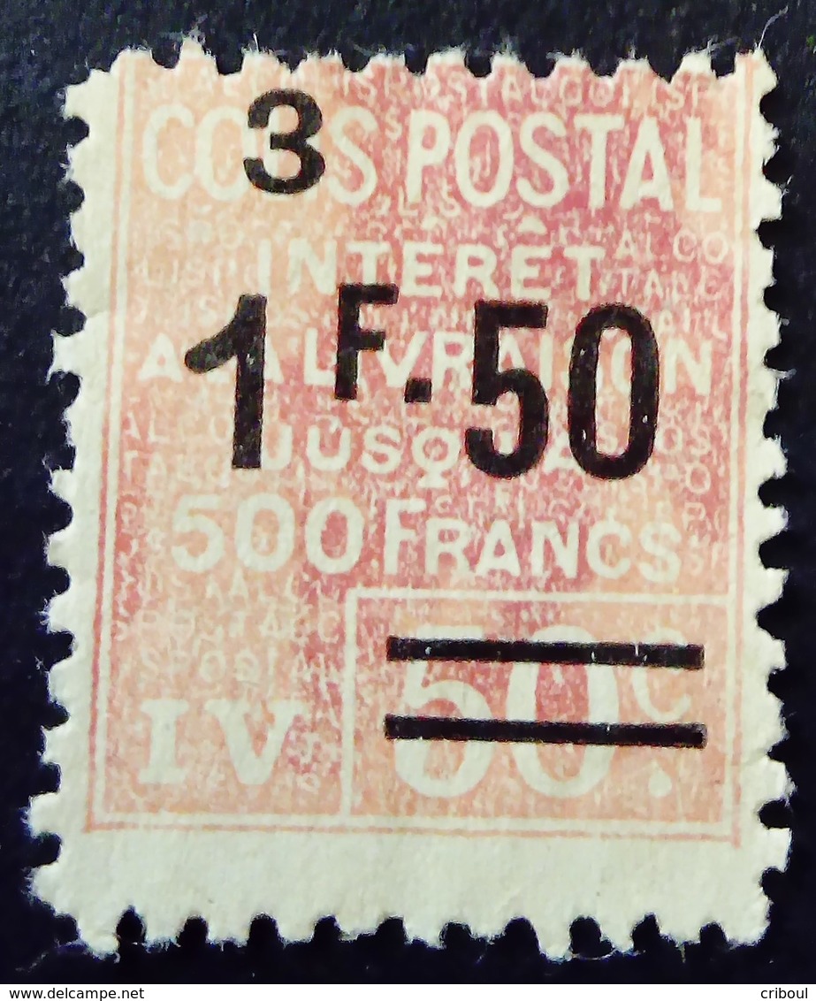 France 1926 Colis Postaux Intérêt à La Livraison Surchargé Overprinted Yvert 74 (*) MNG - Nuevos