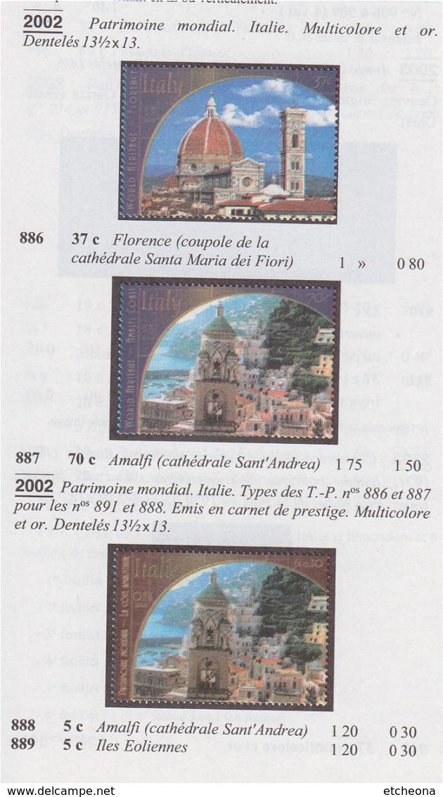 = Carnet Italie Patrimoine Mondial Amalfi Rome Florence Pise Pompéi Îles Eoliennes C888 état Neuf Nations Unies New-York - Carnets