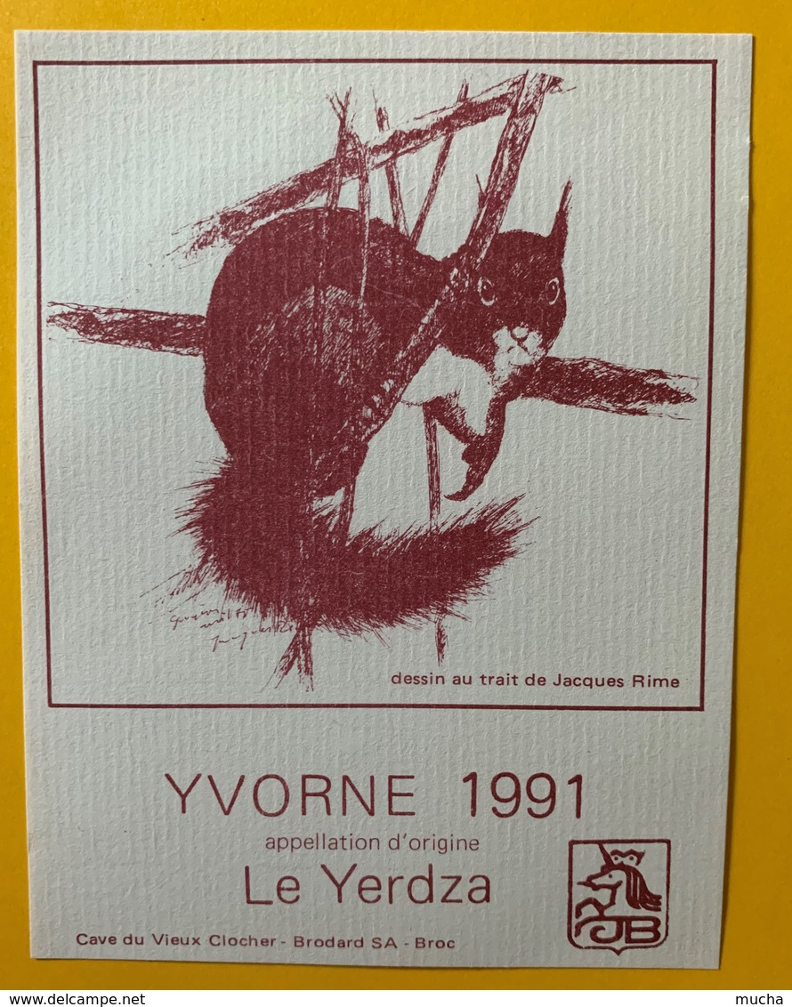 10902 -  Yvorne 1991 Le Yerdza  Suisse Ecureuil Dessin De Jacques Rime - Autres & Non Classés