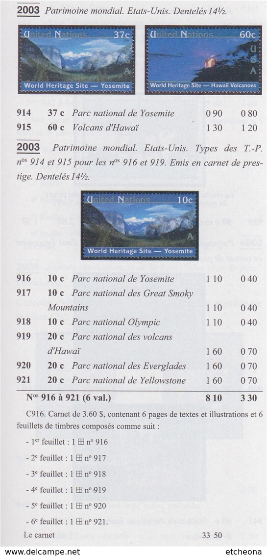 = Carnet Etats-Unis Patrimoine Mondial Parcs Nationaux Hawaï Everglades Olympic C916 état Neuf Nations Unies New-York - Postzegelboekjes