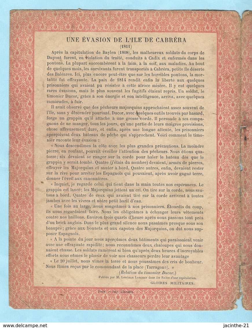 Couverture De Cahier / Une évasion De L'île De Cabréra (Baléares) / Soldat Prisonnier Guerre / Cadix / Ancien Protège - Autres & Non Classés