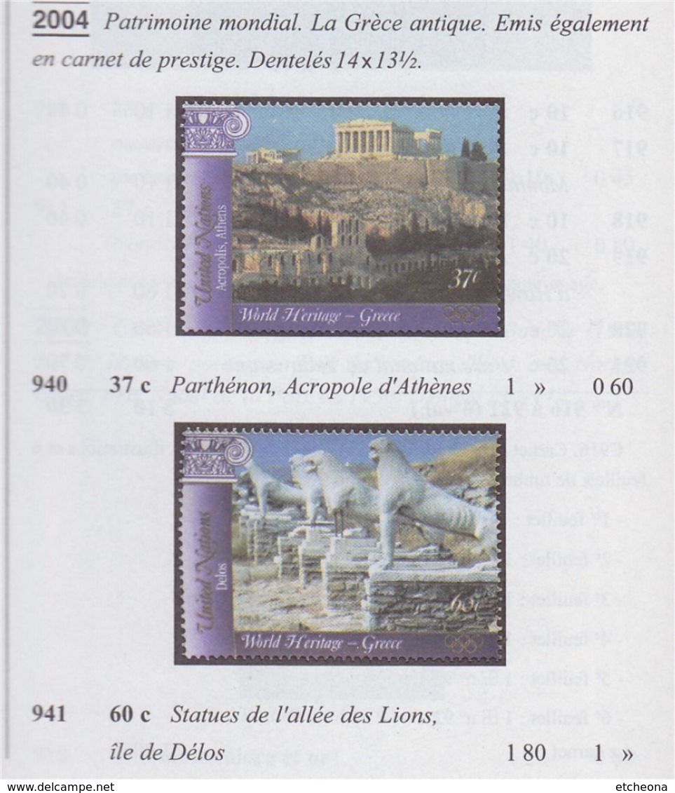 = Carnet Grèce Patrimoine Mondial Acropole Délos Delphes Mycènes Olympie C942 état Neuf Nations Unies New-York - Booklets