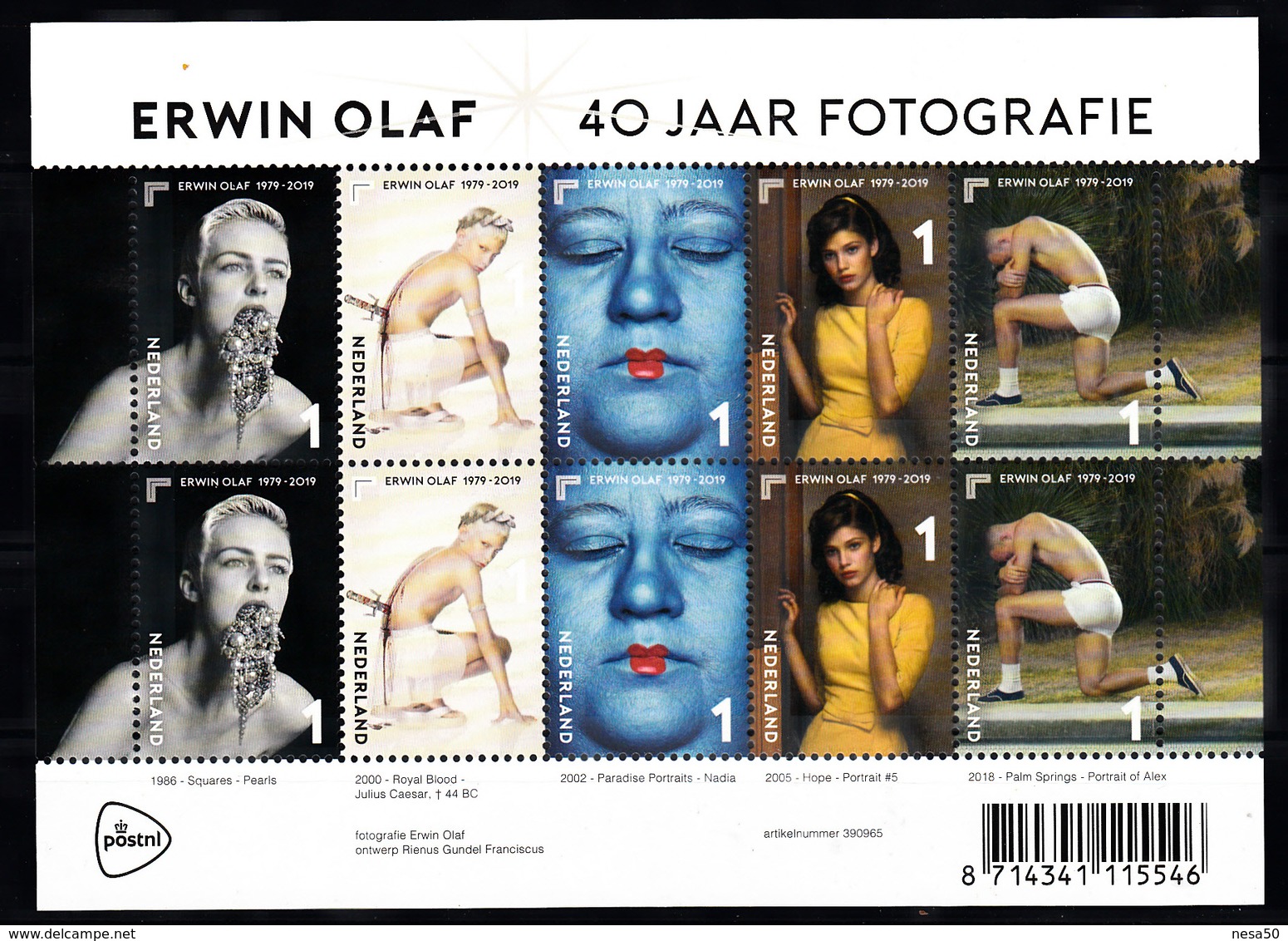 Nederland 2019 Nvph Nr ???, Mi Nr ??, Erwin Olaf , 40 Jaar Fotografie, Photography, Photo - Unused Stamps