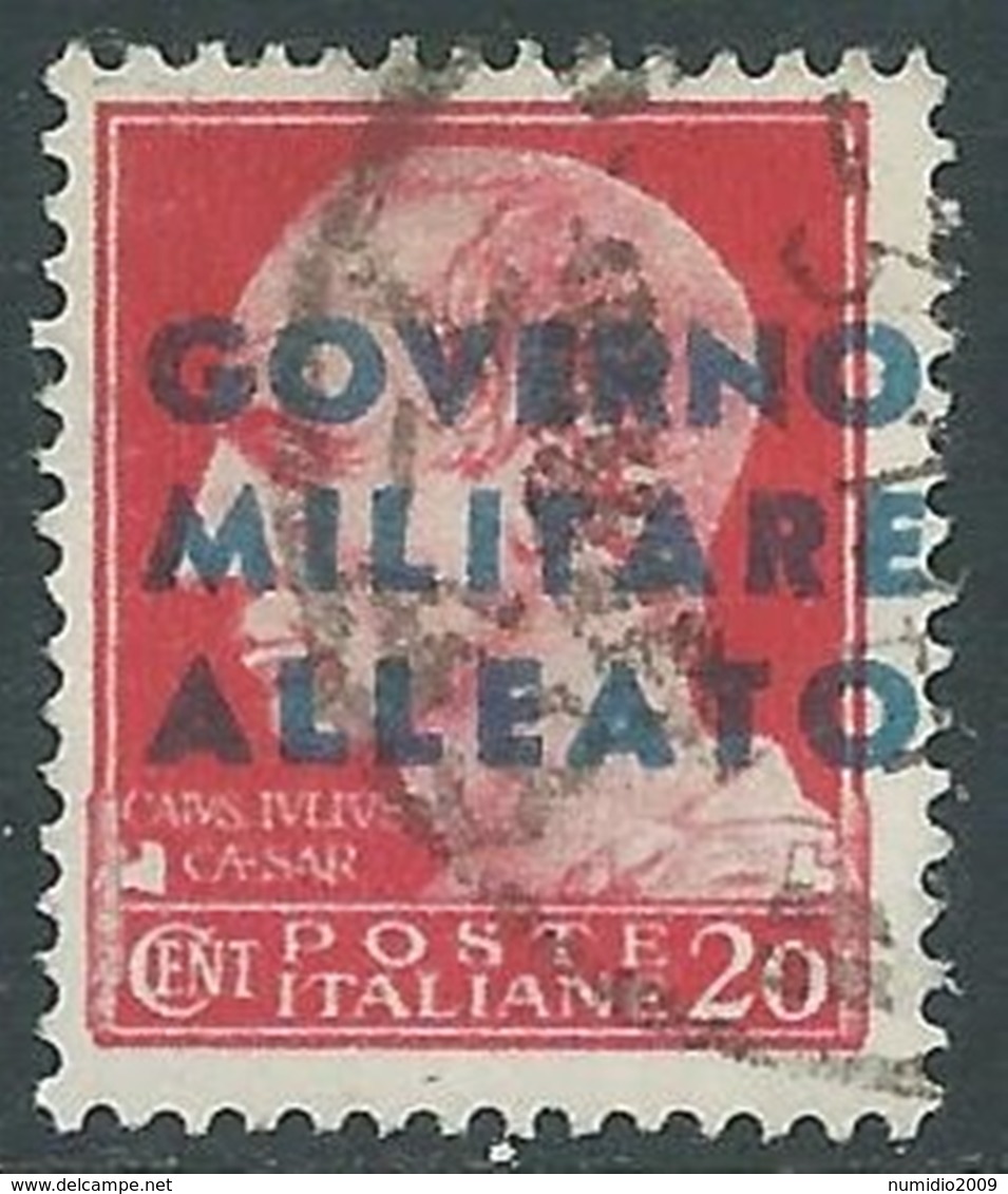 1943 OCCUPAZIONE ANGLO AMERICANA NAPOLI USATO 20 CENT - RA8-9 - Occup. Anglo-americana: Napoli