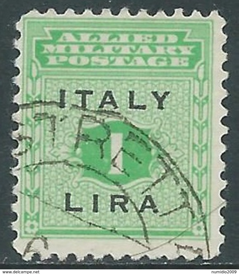 1943 OCCUPAZIONE ANGLO AMERICANA SICILIA USATO 1 LIRA - RA8-6 - Occ. Anglo-américaine: Sicile