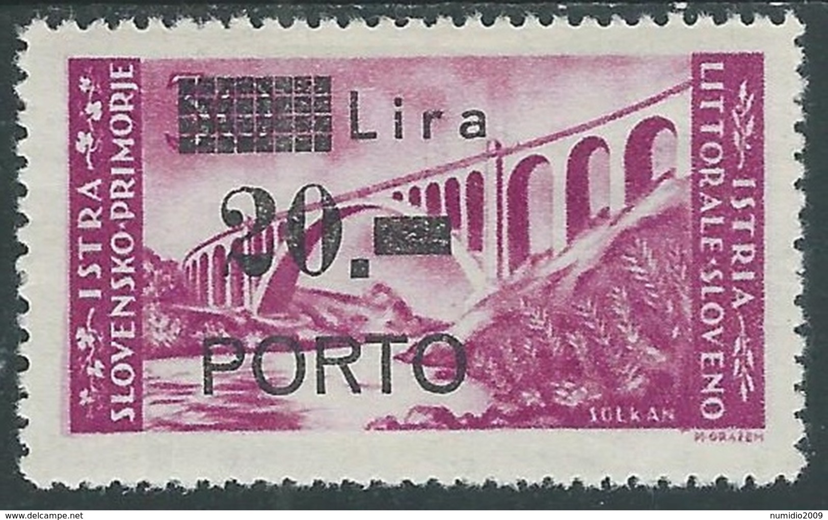 1946 ISTRIA E SLOVENO SEGNATASSE 20 SU 30 LIRE MH * - RA9-2 - Occ. Yougoslave: Istria