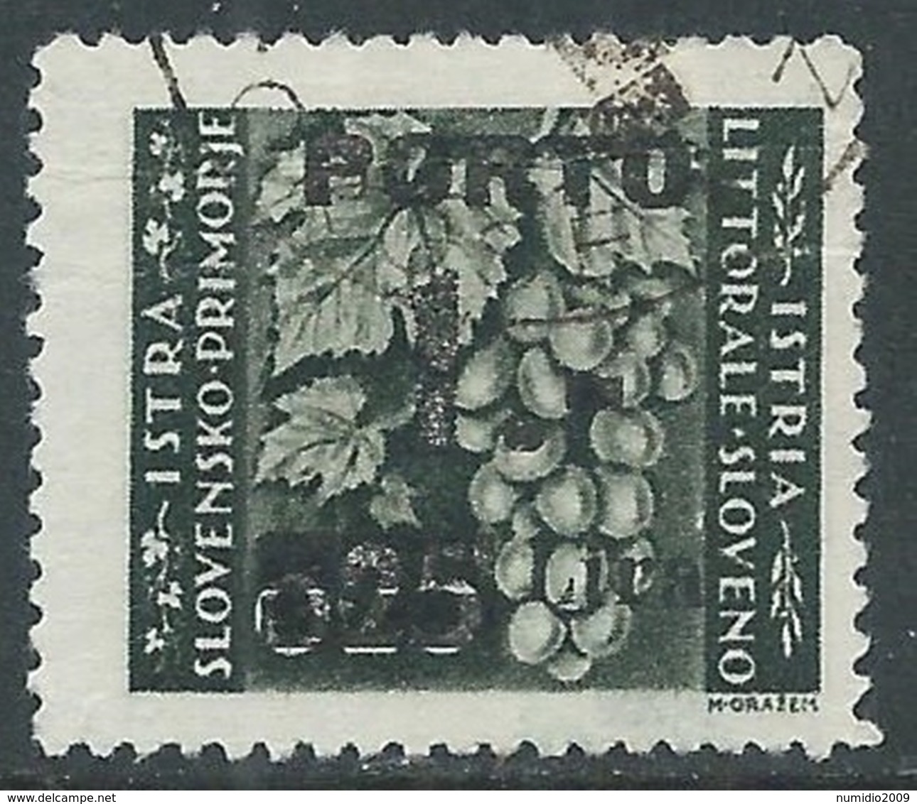 1946 ISTRIA E SLOVENO USATO SEGNATASSE 1 LIRA TASSELLO III - RA7-7 - Occ. Yougoslave: Istria