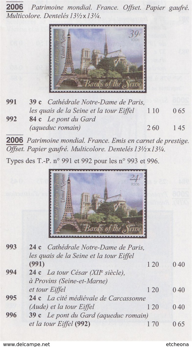 = Carnet France Patrimoine Mondial Notre Dame De Paris Tour Eiffel Mont St. Michel C993 état Neuf Nations Unies New-York - Postzegelboekjes