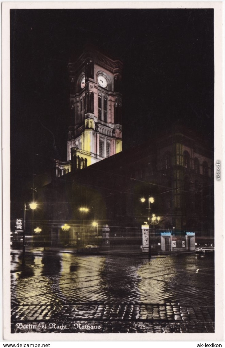 Ansichtskarte Mitte Berlin Rotes Rathaus Bei Nacht (coloriertes Foto) 1930 - Mitte