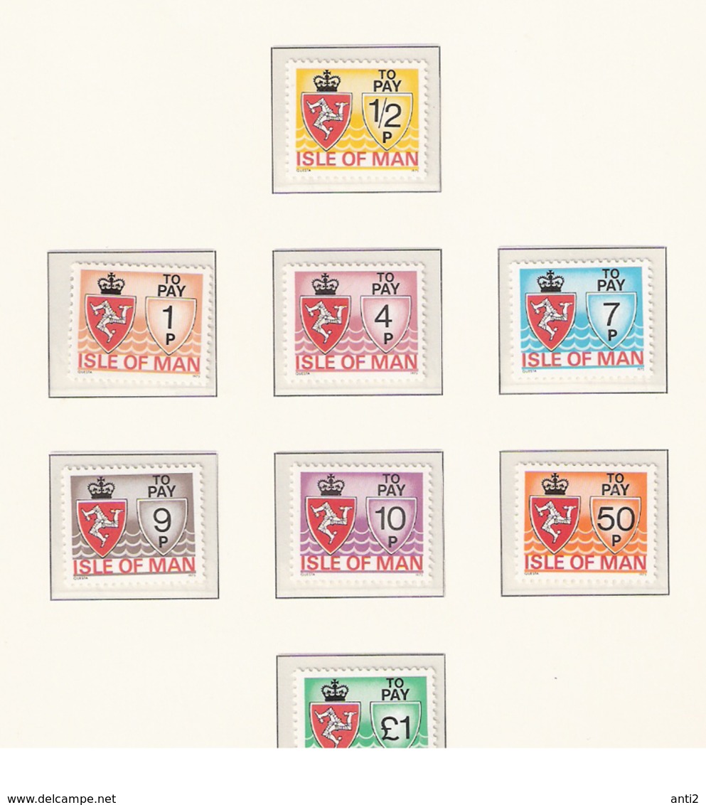 Isle Of Man 1975 To Pay, Postage Due, Mi 9-16, MNH - Isla De Man