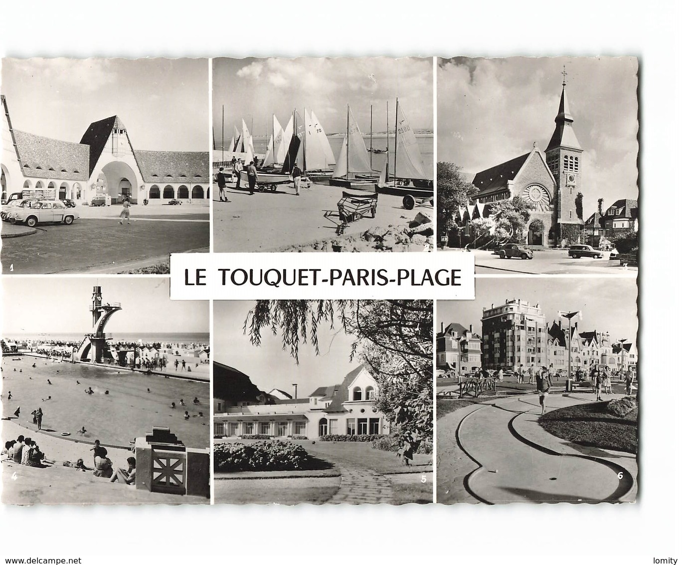 62 Le Touquet Paris Plage Carte 6 Vues Marche Couvert Regates Eglise Piscine Casino  CPSM GF Edit Estel N°17746 Photo - Le Touquet