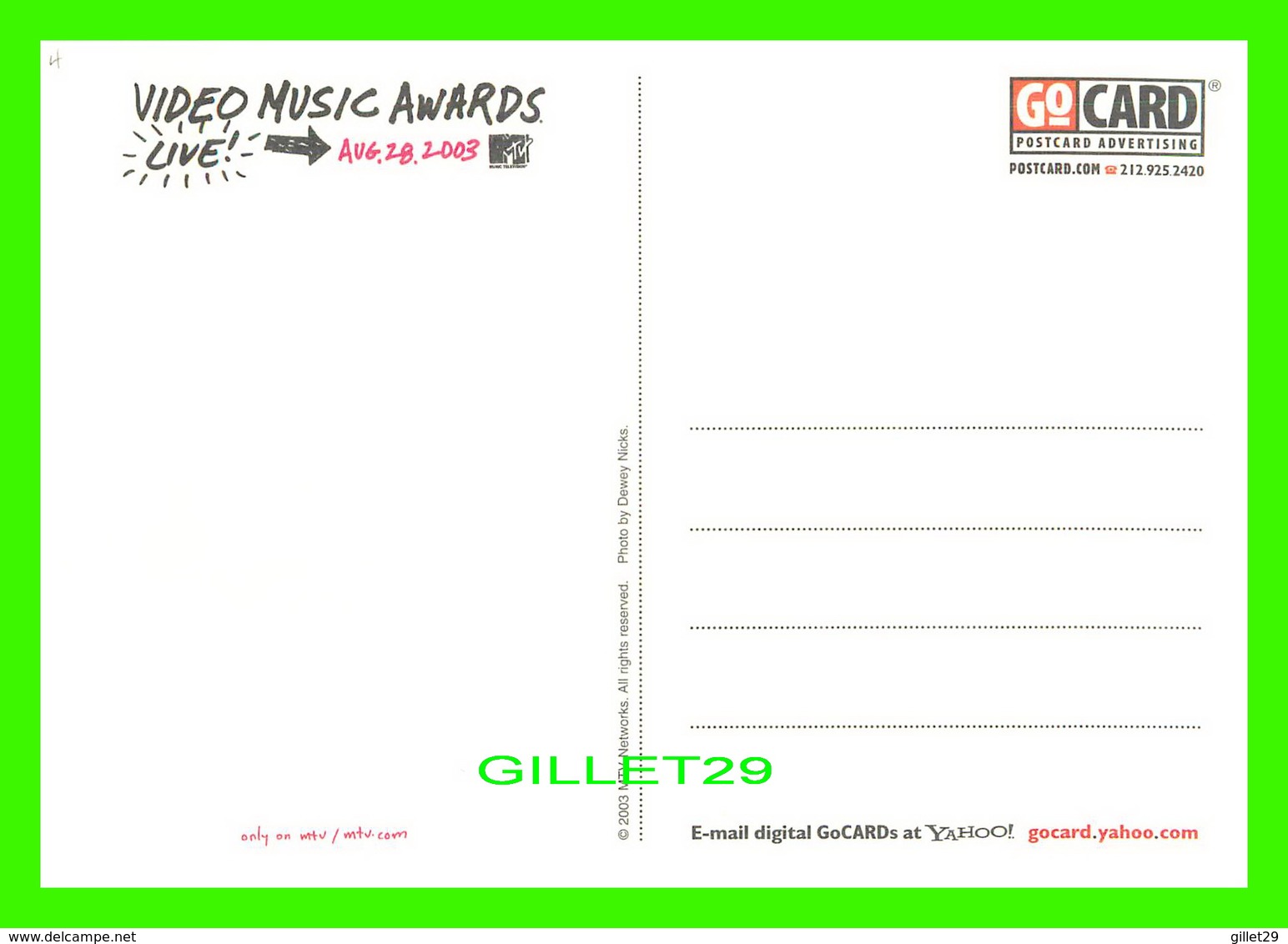 ADVERTISING, PUBLICITÉ - VIDEO MUSIC AWARDS LIVE IN 2003 - HOSTED BY CHRIS ROCK - GO-CARD - - Publicité