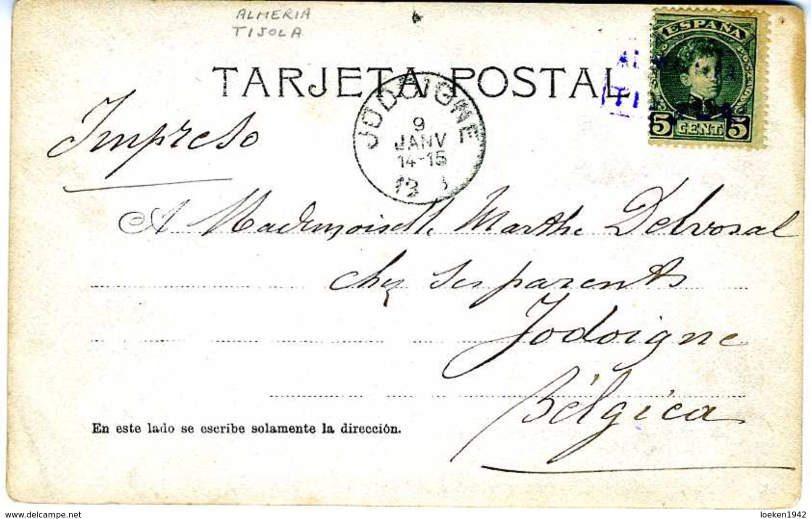 TARJETA  1903  MATASELLO CARTERIA TIJOLA   FOTOGRAFIA  A VER TC146 - Lettres & Documents