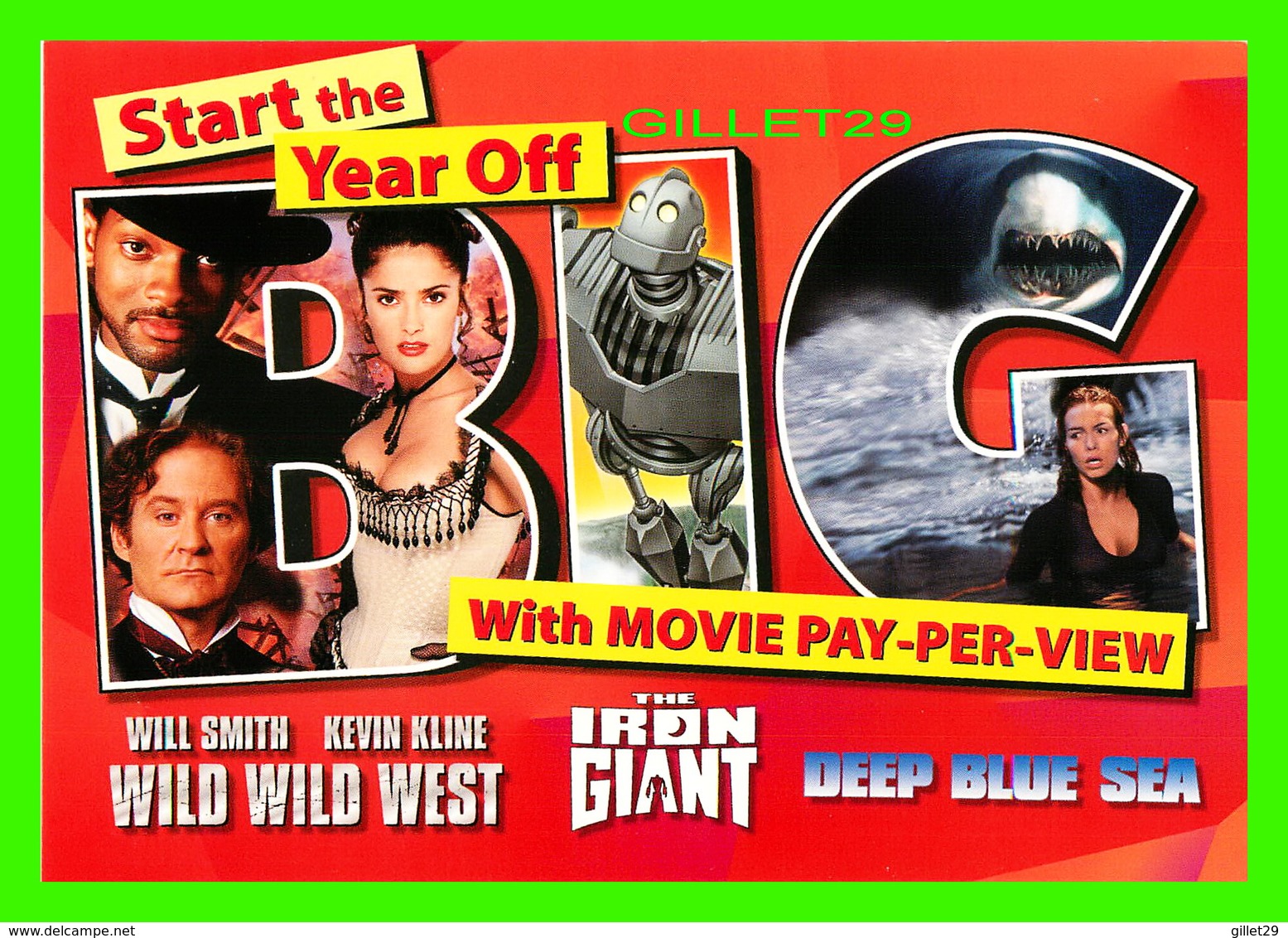 ADVERTISING, PUBLICITÉ - MOVIE PAY-PER-VIEW - WILD WILD WEST, THE IRON GIANT, DEEP BLUE SEA - GO-CARD 1999 - - Publicité