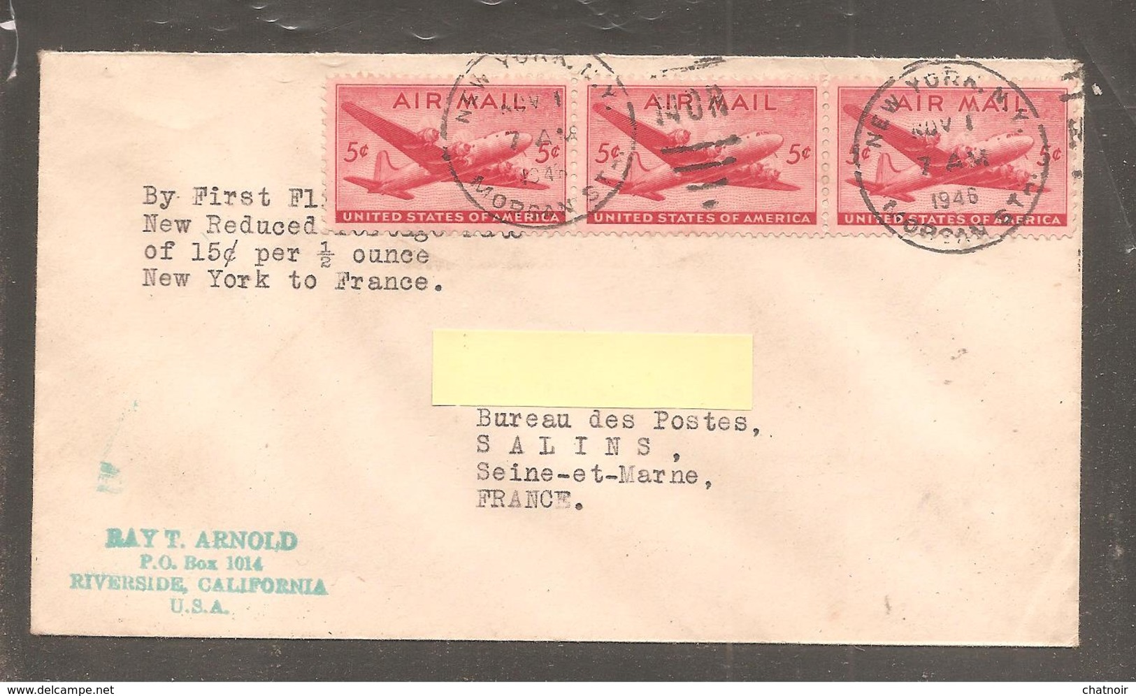 Enveloppe  Oblit    NEW YORK   1946 - Cartas & Documentos