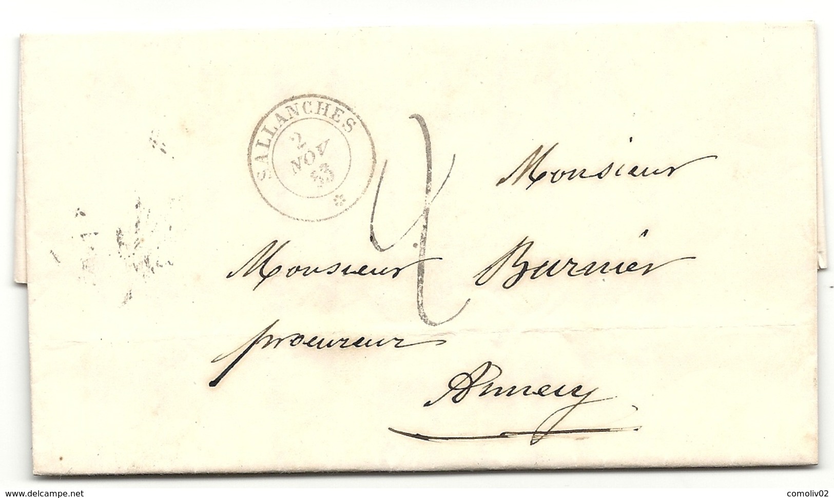 Savoie - Sallanches Pour Annecy. LAC De 1853 écrite à SERVOZ - 1801-1848: Vorläufer XIX
