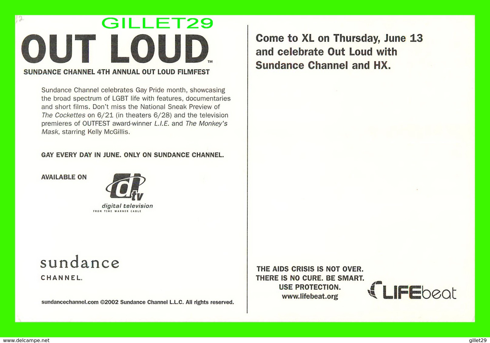 ADVERTISING, PUBLICITÉ -  4TH ANNUAL OUT LOUD FILMFEST -  SEE IT HERE SUNDANCE CHANNEL IN 2002  - - Publicité