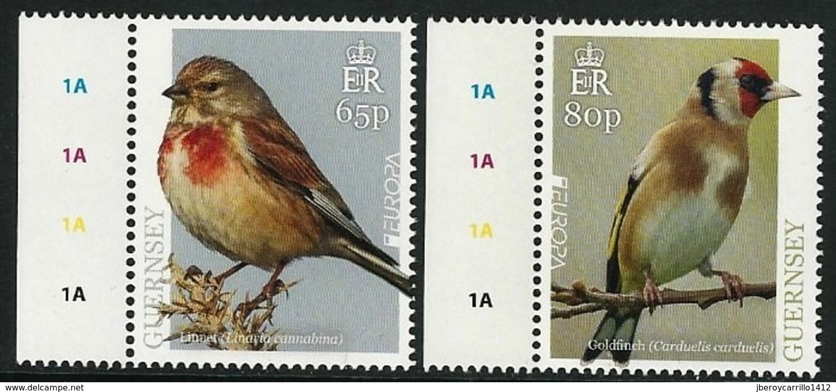 GUERNSEY - EUROPA 2019 - NATIONAL BIRDS & SYMBOLISH.- "AVES - BIRDS - VÖGEL - OISEAUX"- SERIE 2 V - LOGO EUROPA - 2019