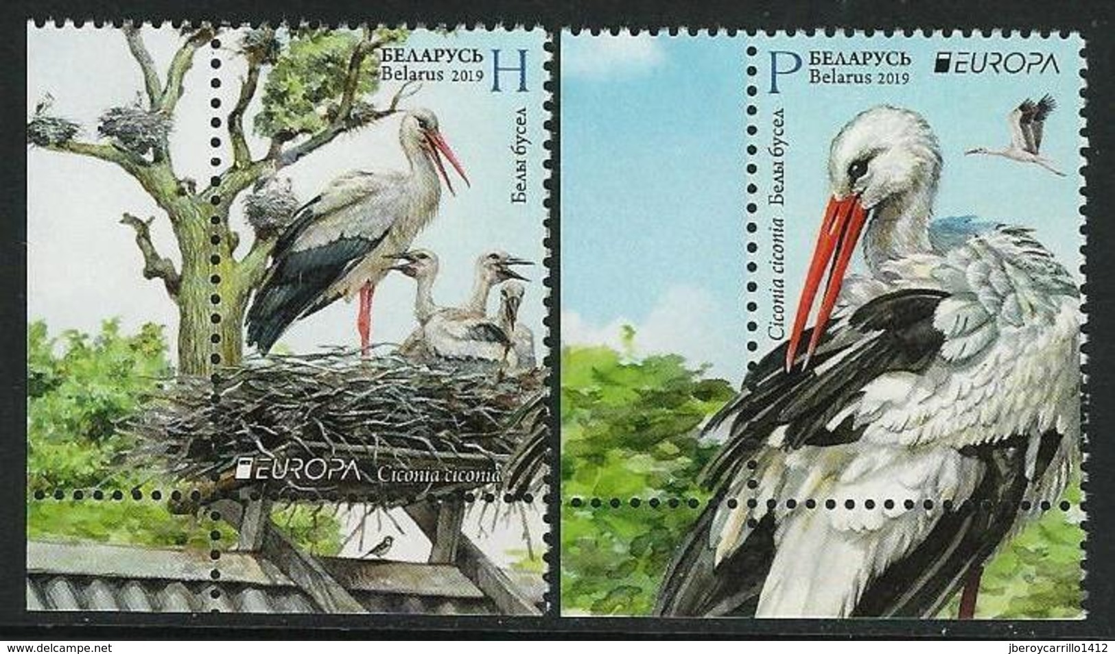 BIELORRUSIA /BELARÚS /WEISSRUSSLAND - EUROPA 2019 -NATIONAL BIRDS.-"AVES -BIRDS -VÖGEL-OISEAUX"- SERIE CH-IZQ - 2019