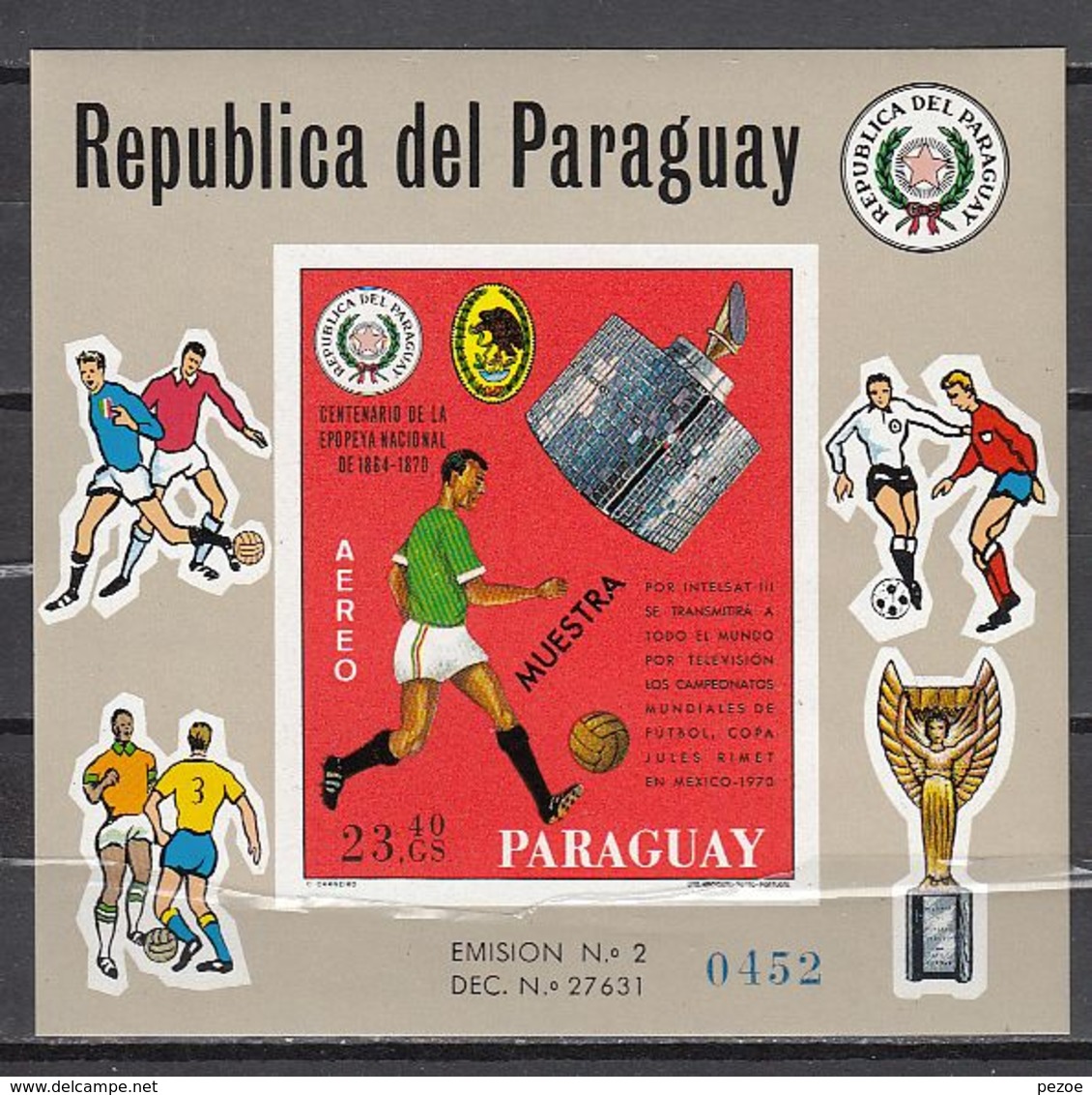 Football / Soccer / Fussball - WM 1970:  Paraguay  Bl **, MUESTRA - 1970 – Mexique