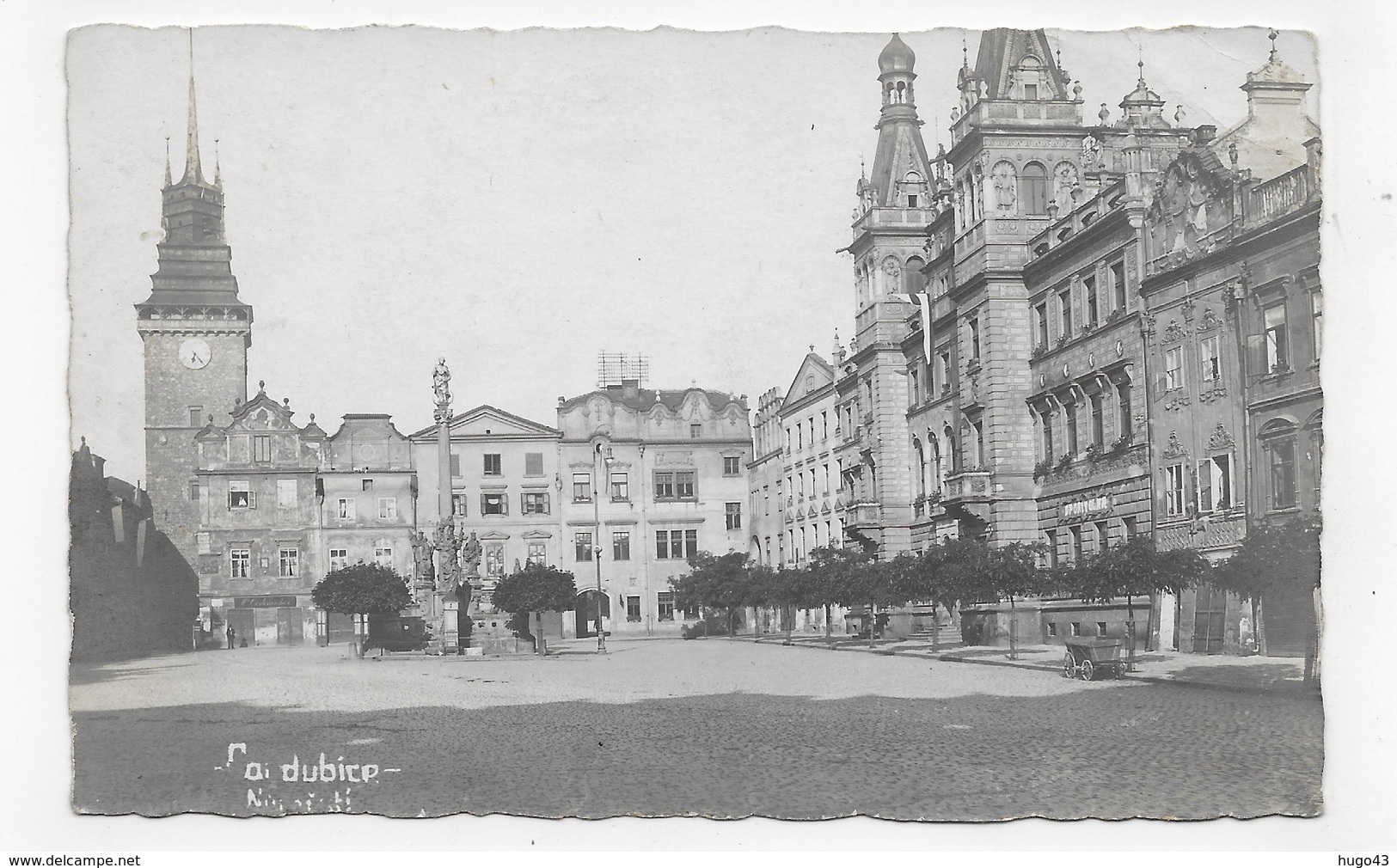 (RECTO / VERSO) PARDUBICE EN 1921 - BEAUX TIMBRES ET CACHET - CARTE PHOTO DEYL FORMAT CPA VOYAGEE - Czech Republic