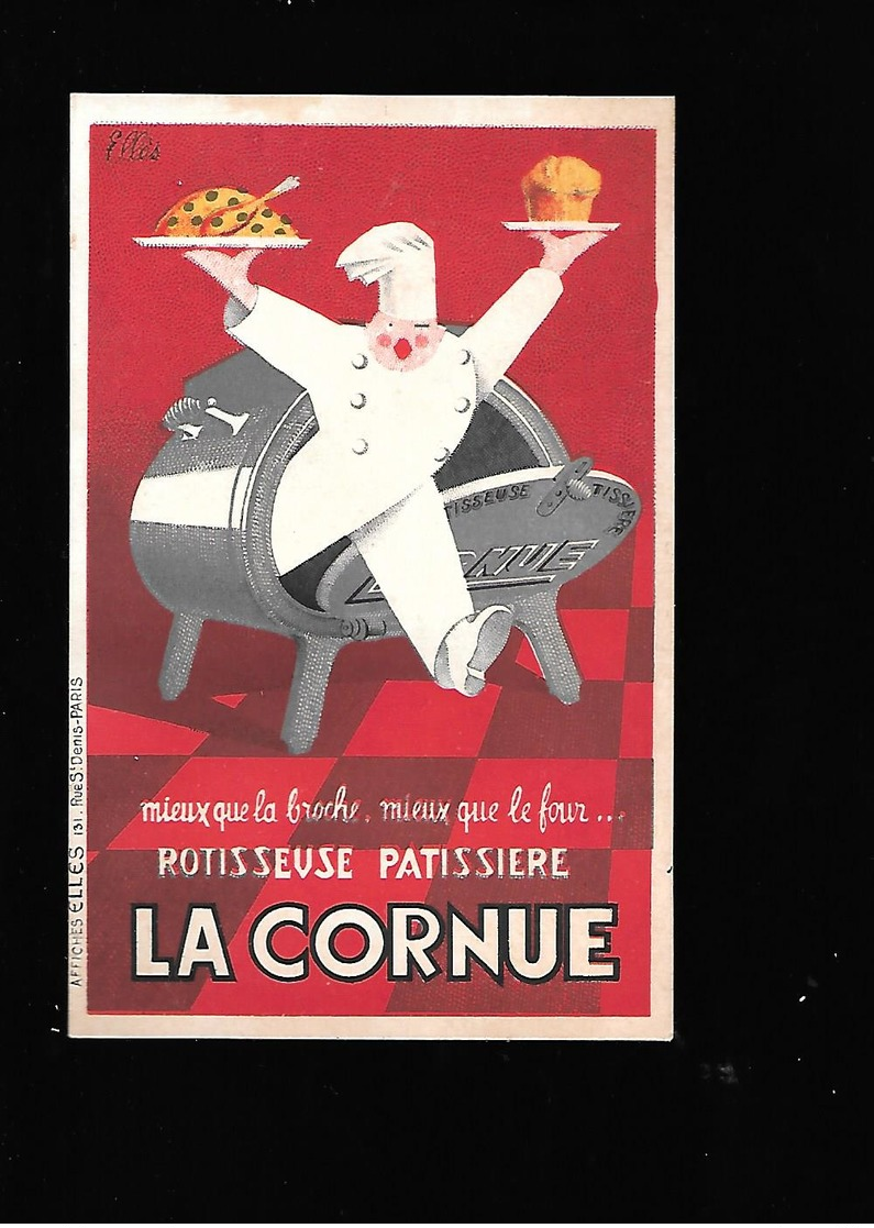 C.P.A. PUBLICITAIRE DE LA ROTISSEUSE PATISSIERE LA CORNUE. - Advertising