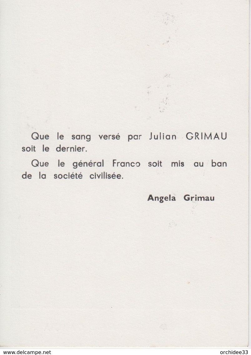 CPSM Julian Grimau Garcia, Victime Du Régime Franquiste - Au Verso, Message D'Angela Grimau - Personaggi