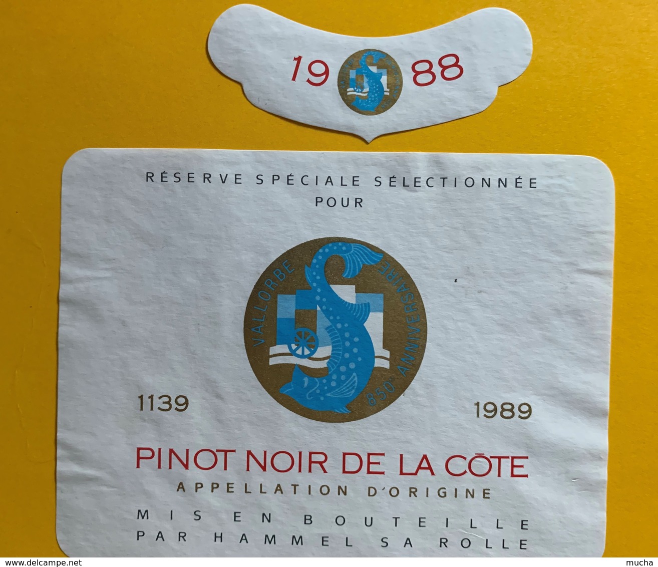 10923- 850e Anniversaire Vallorbe 1989 Suisse Pinot Noir 1988 - Autres & Non Classés