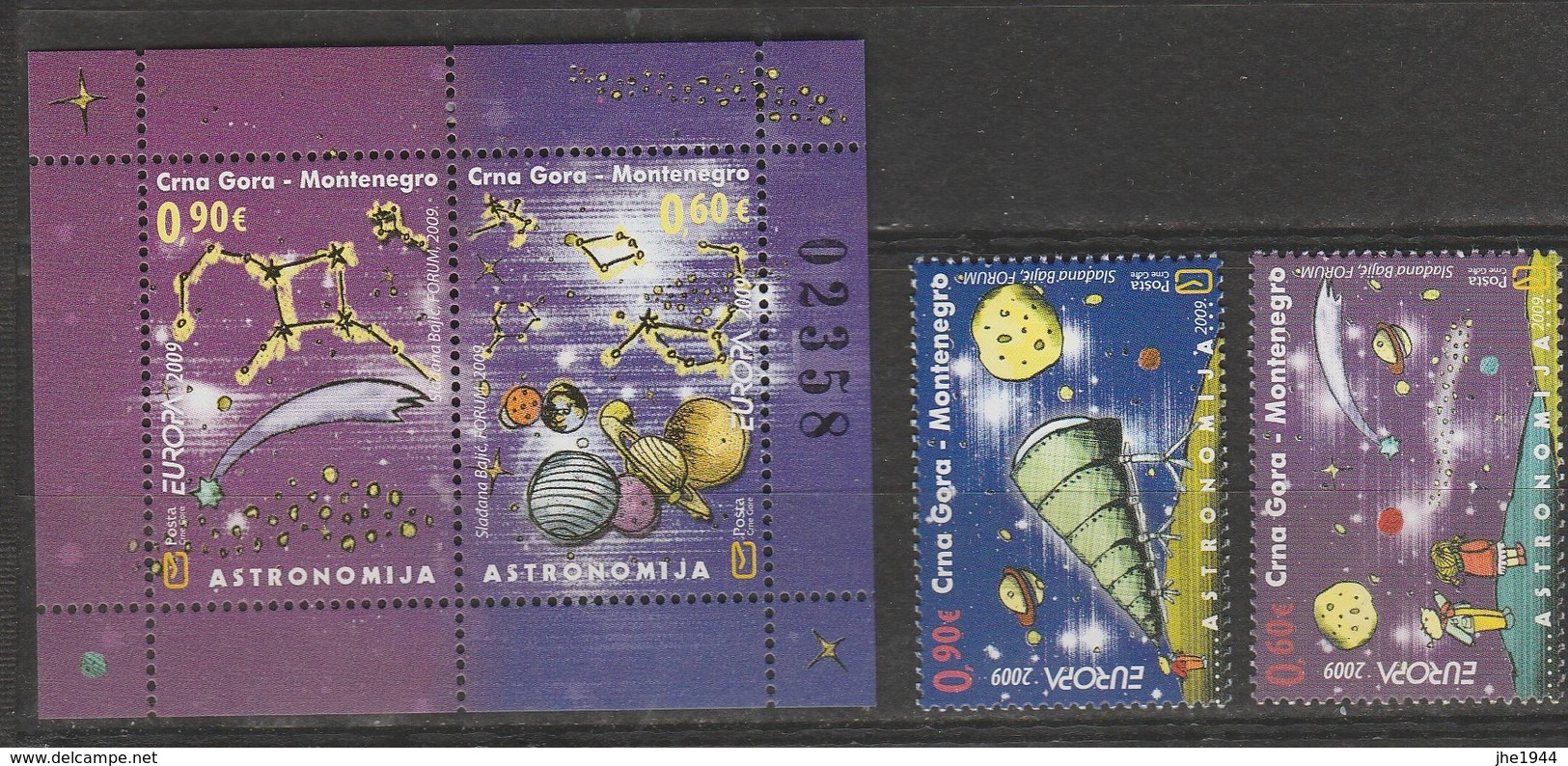 Montenegro Europa 2009 N° 217/ 218 Et BF N° 8 ** Astronomie - 2009