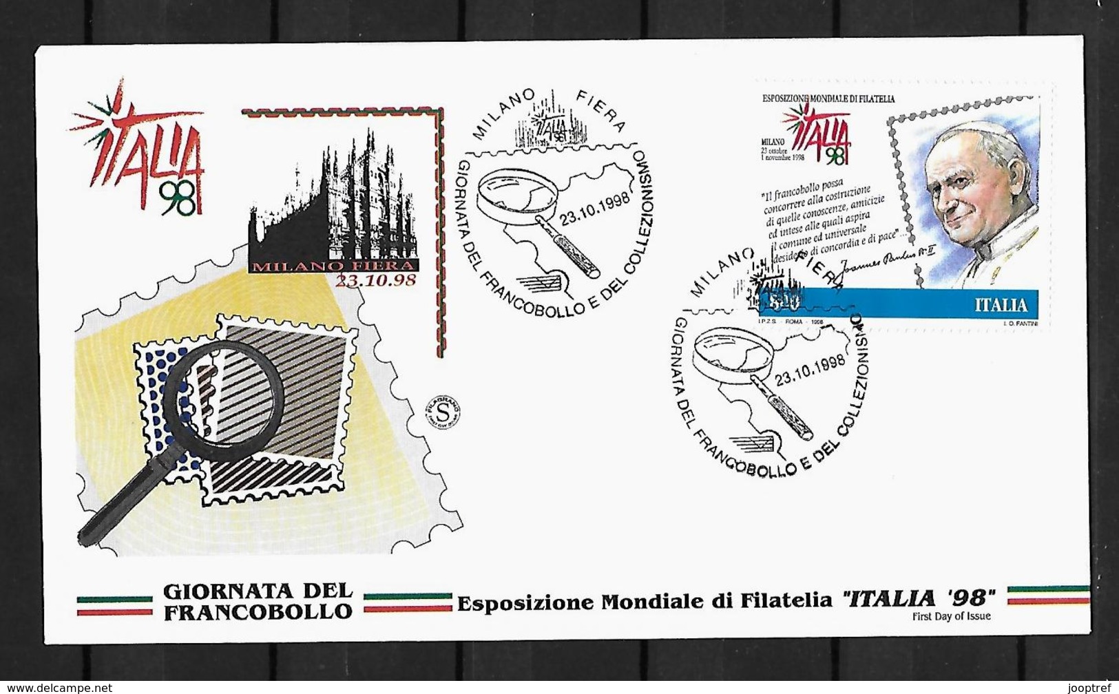 1998 Joint/Congiunta Italy San Marino Vatican , FDC ITALY WITH 1 STAMP:   Stamp Day - Emissioni Congiunte