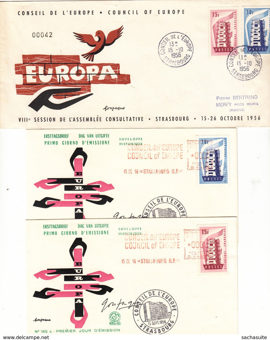 FRANCE  Europa 1956 Fdc Lot - 1950-1959