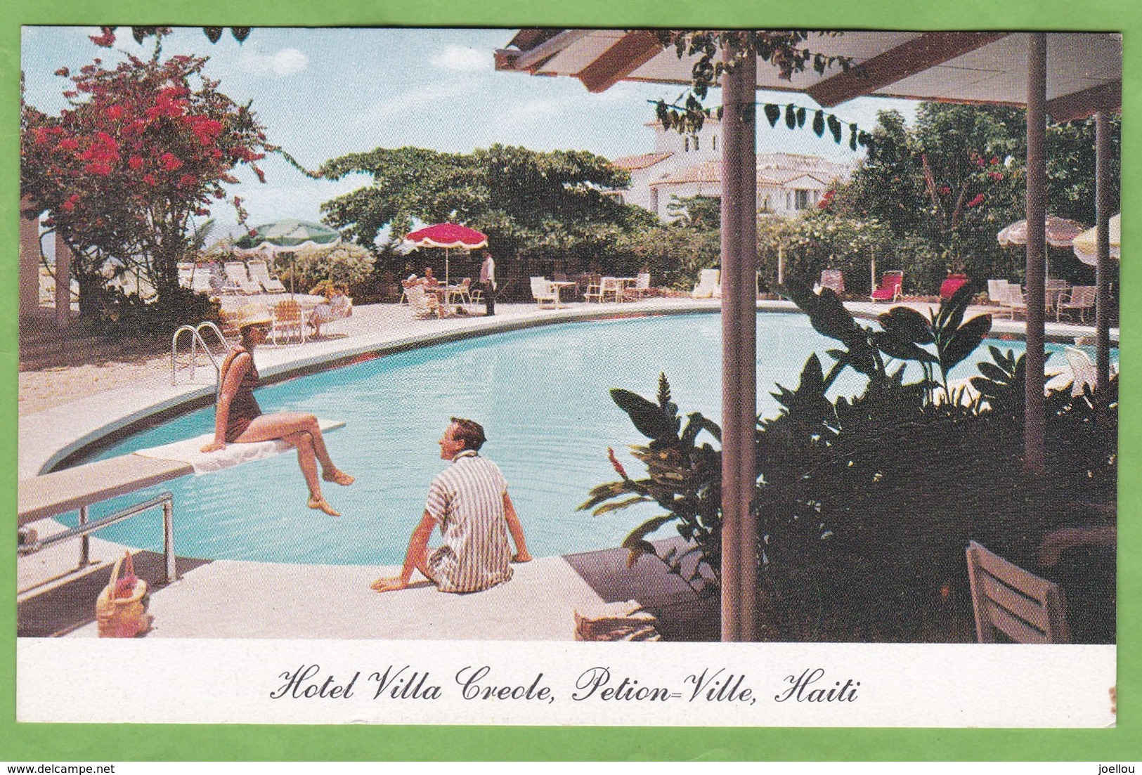 Rare CPSM HAITI PIETON VILLE Villa Creole Hotel Swiming Pool Piscine Animé Format CPA - Haiti