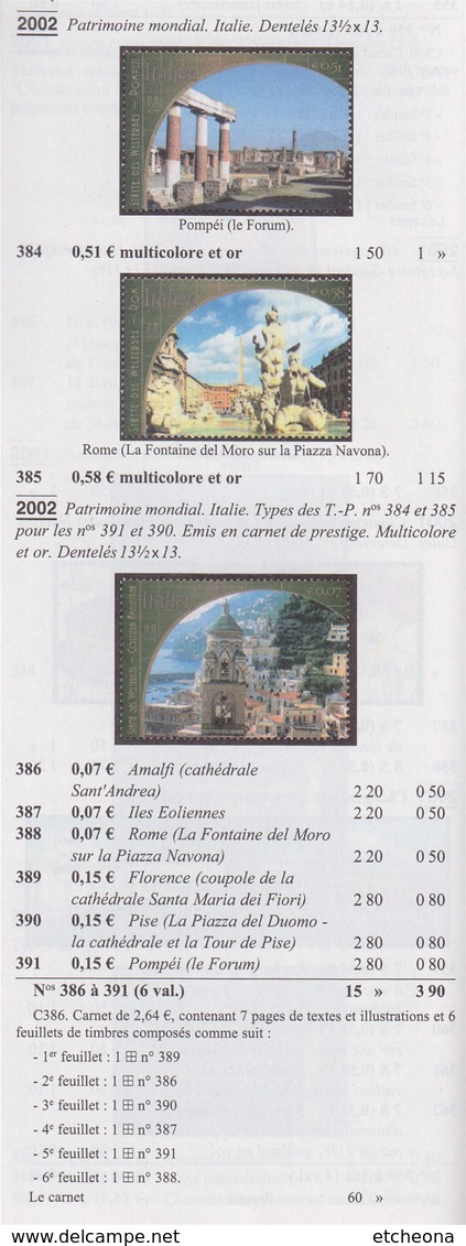 = Carnet Italie Patrimoine Mondial Amalfi Rome Florence Pise Pompéi Îles Eoliennes C386 état Neuf Nations Unies Vienne - Booklets