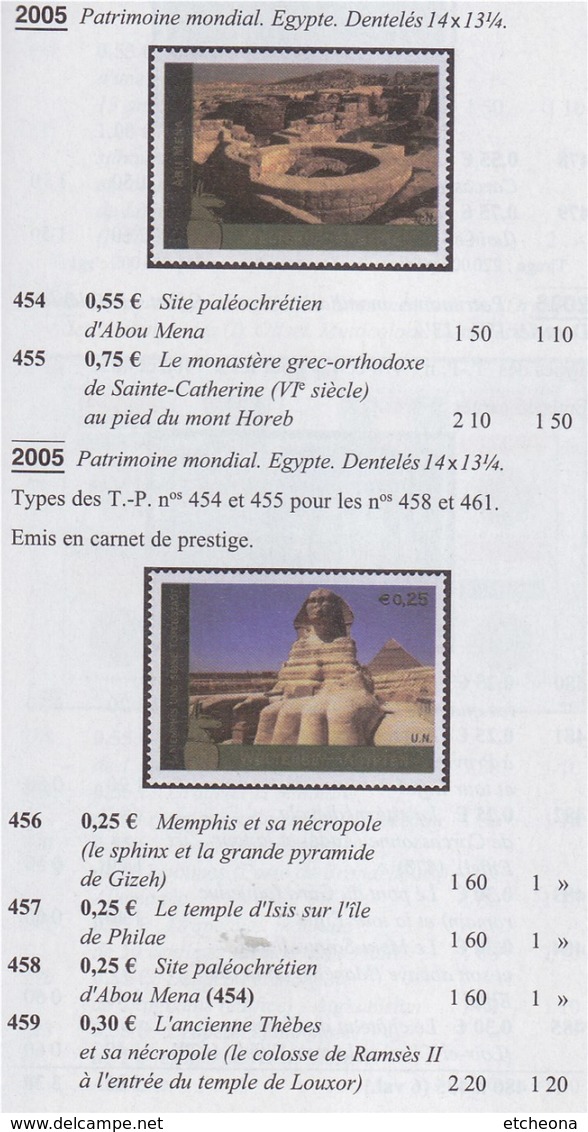 = Carnet Egypte Patrimoine Mondial Memphis Thèbes Isis, Le Caire, Horeb, Abou Mena C456 état Neuf Nations Unies Vienne - Postzegelboekjes