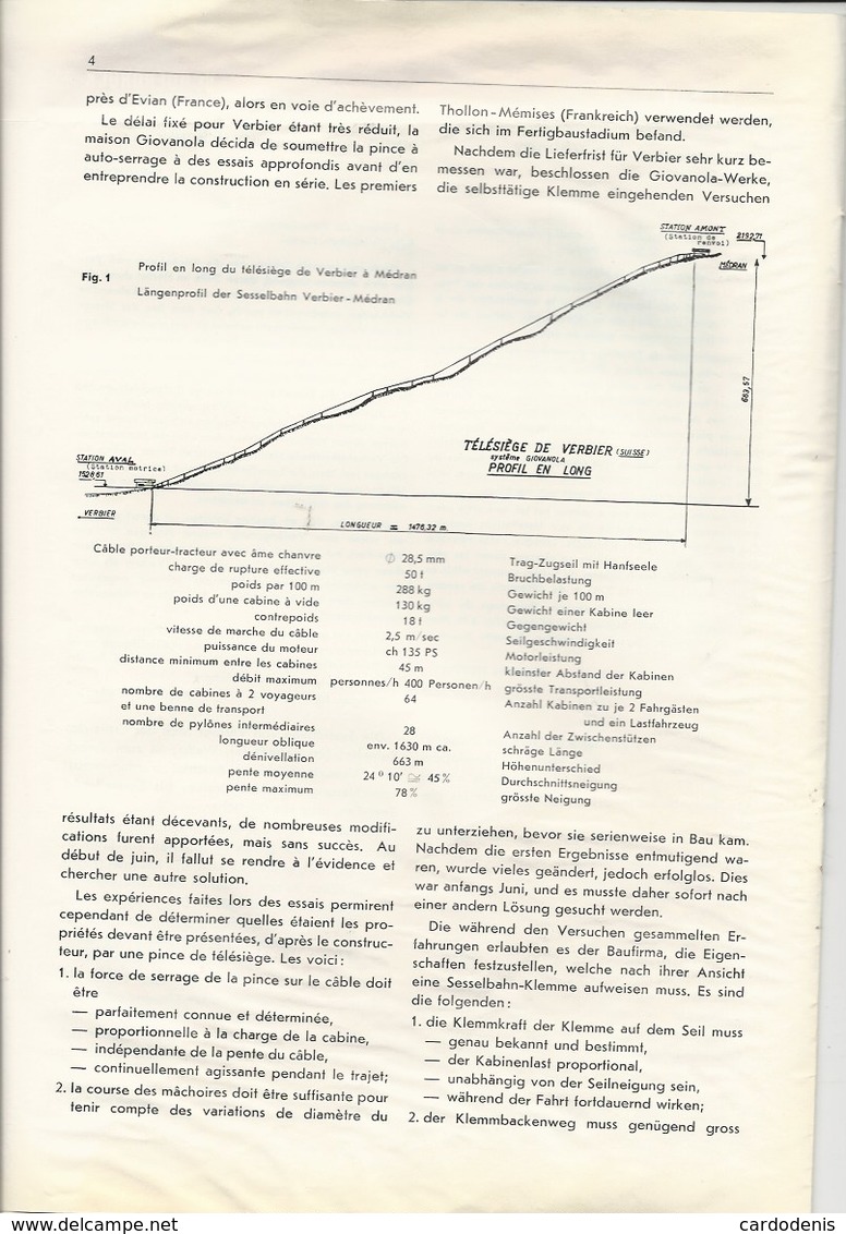 Revue  Technique Giovanola Monthey  Télésiège De Verbier Medran  Telecabine - Non Classés